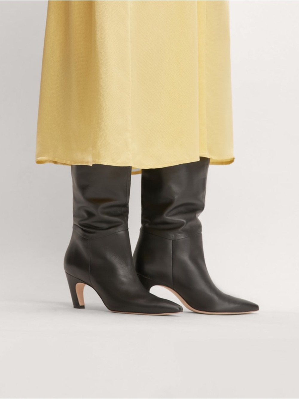 Everlane The Banana Boot Black Napa Leather Knee High Heeled Pointed Toe 7 NWB - Picture 2 of 15